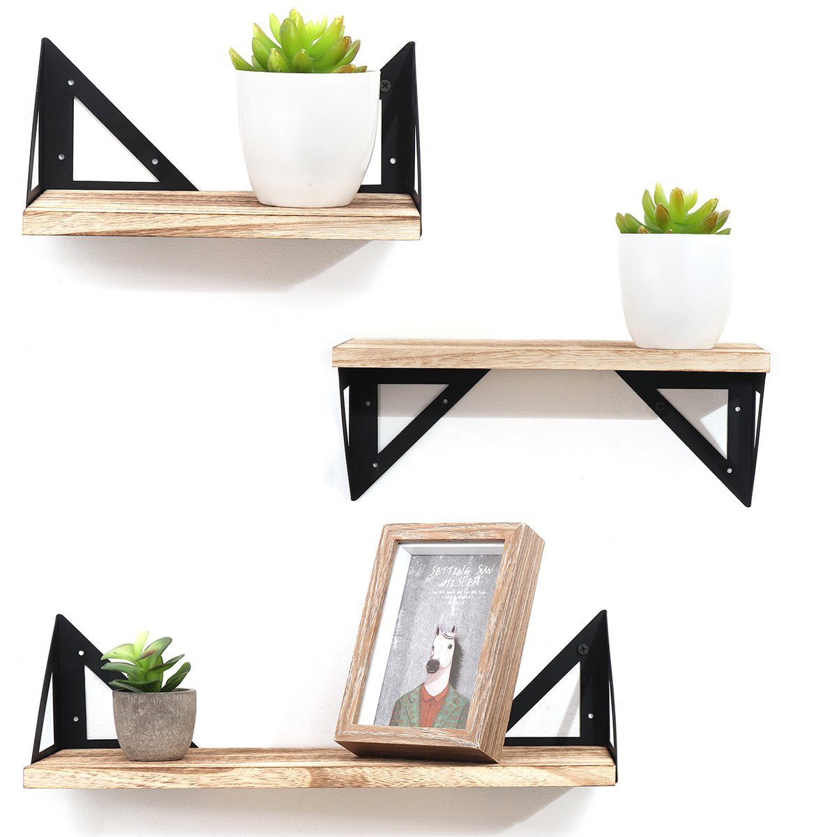 Insma Wandregal, 3er-Set, Lagerregal Schweberegal Holz Hängeregal 25/33/42*15*15cm. € 27,99