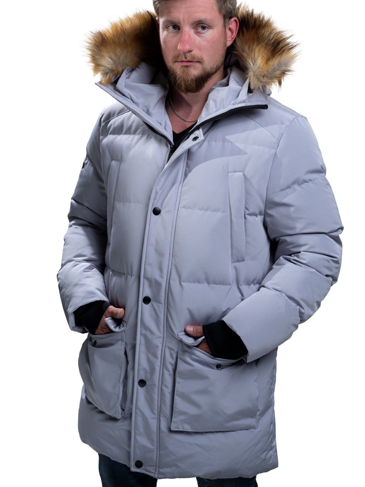 Poolman Parka Parka mit Kapuze und abnehmbaren Kunstfellkragen P2304.770 Smart Pocket und Strapping System