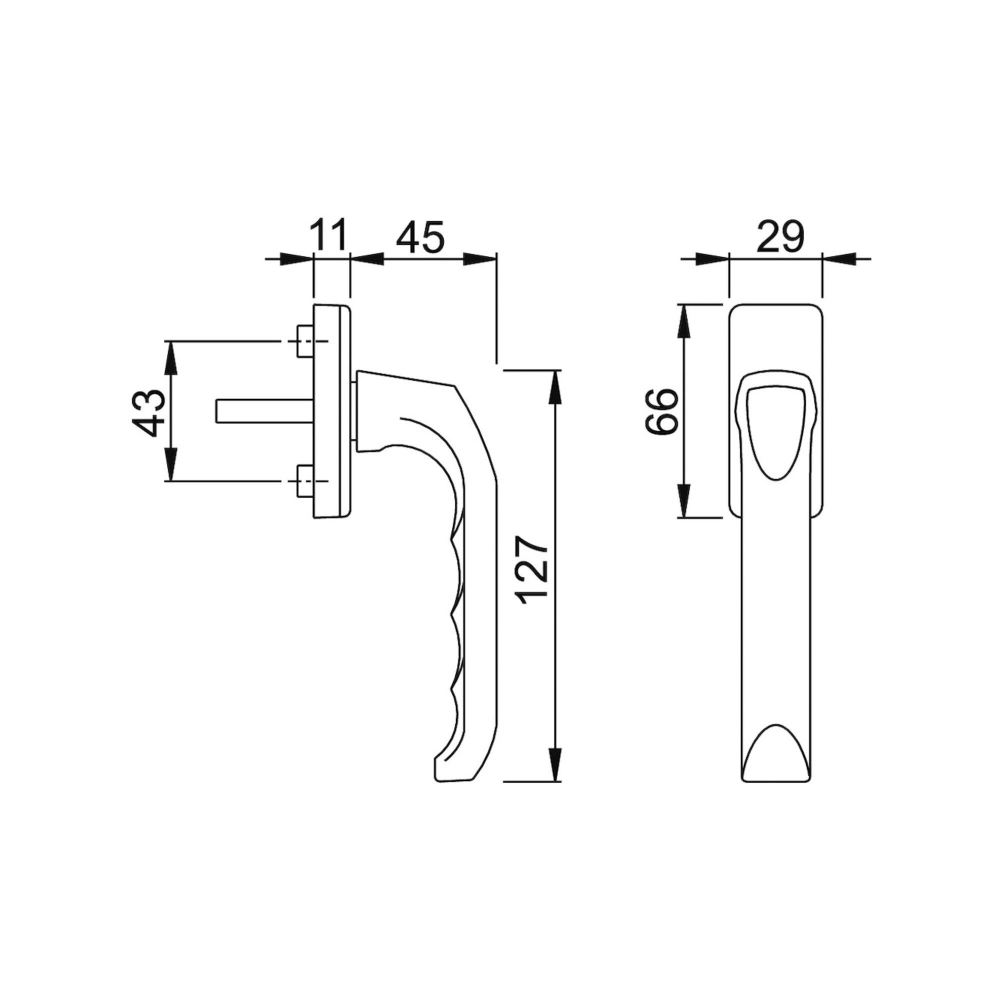 HOPPE Fenstergriff HOPPE DK-Fenstergriff London 013/U34 mit eckiger Rosette VK7x35,F9016