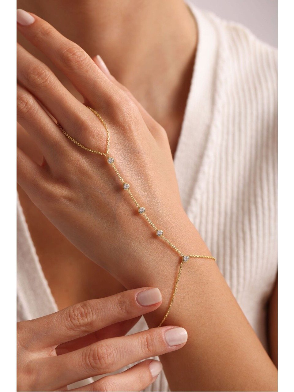 Nisan Ketten und Armband Set, Silber Handkette Goldbeschichtete Şahmeran mi günstig online kaufen