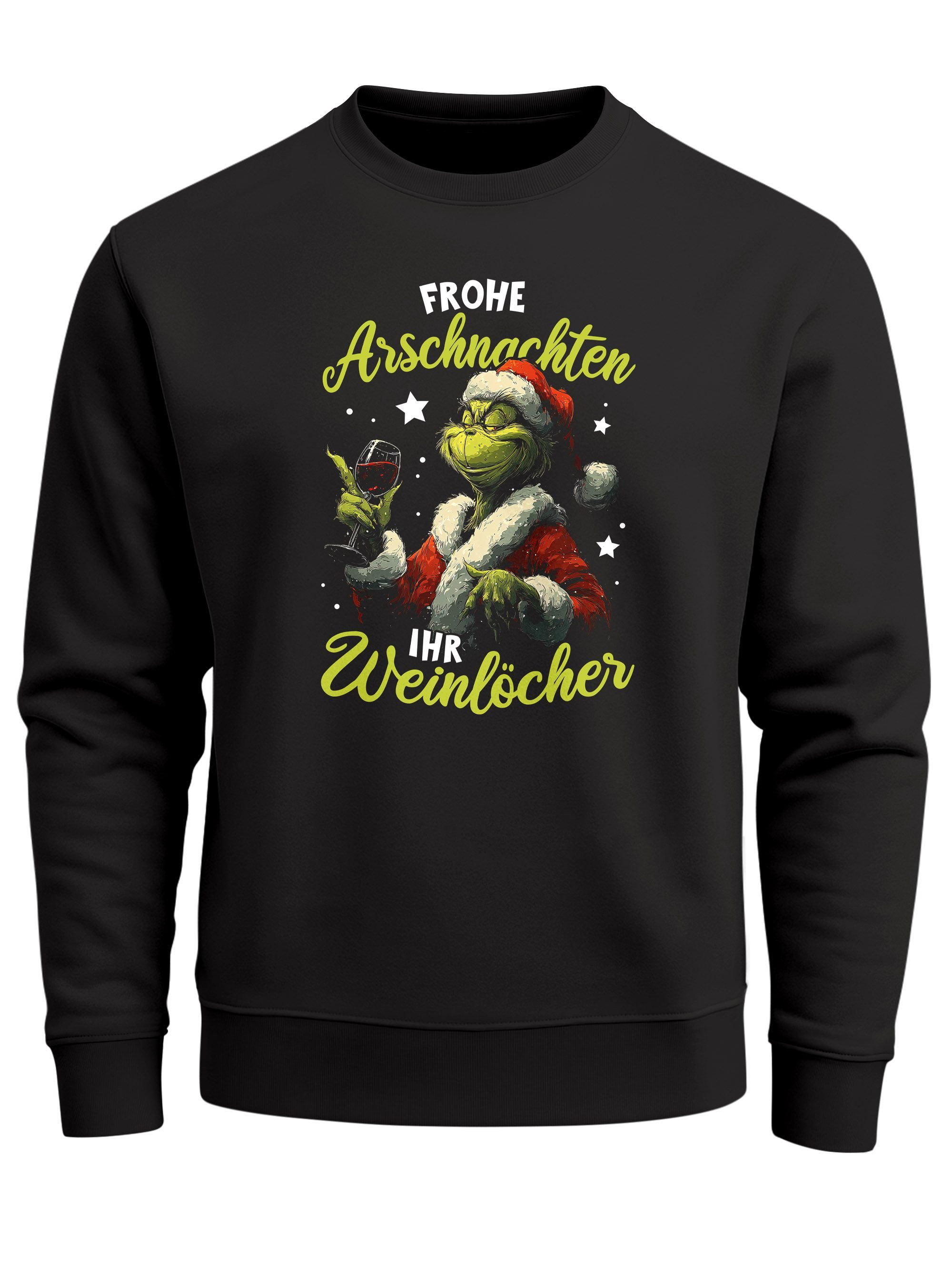 MoonWorks Sweatshirt Sweatshirt Herren Weihnachtspullover lustige Sprüche Trinken Aufdruck