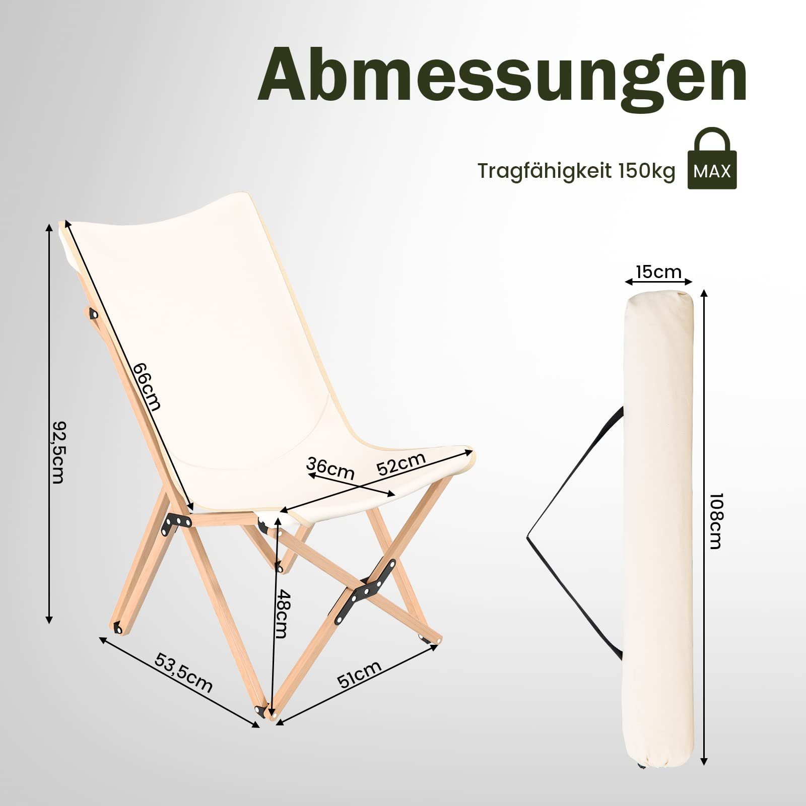COSTWAY Klappstuhl 2er Set Gartenstuhl (2 St), aus Bambus, mit Tasche, bis günstig online kaufen