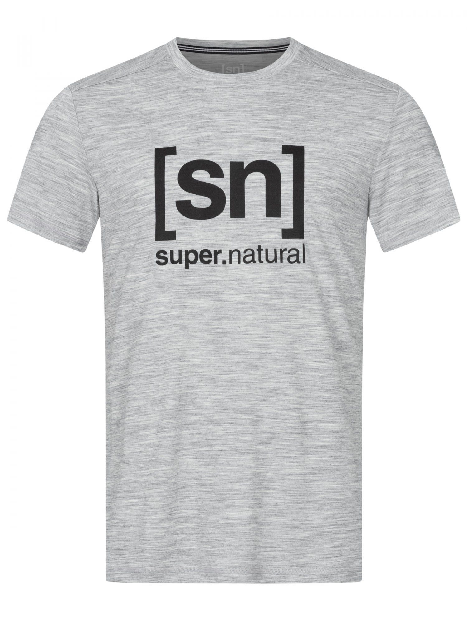 SUPER.NATURAL T-Shirt Super.natural M Logo Tee Herren Kurzarm-Shirt Grey Melange - Grey Black Logo