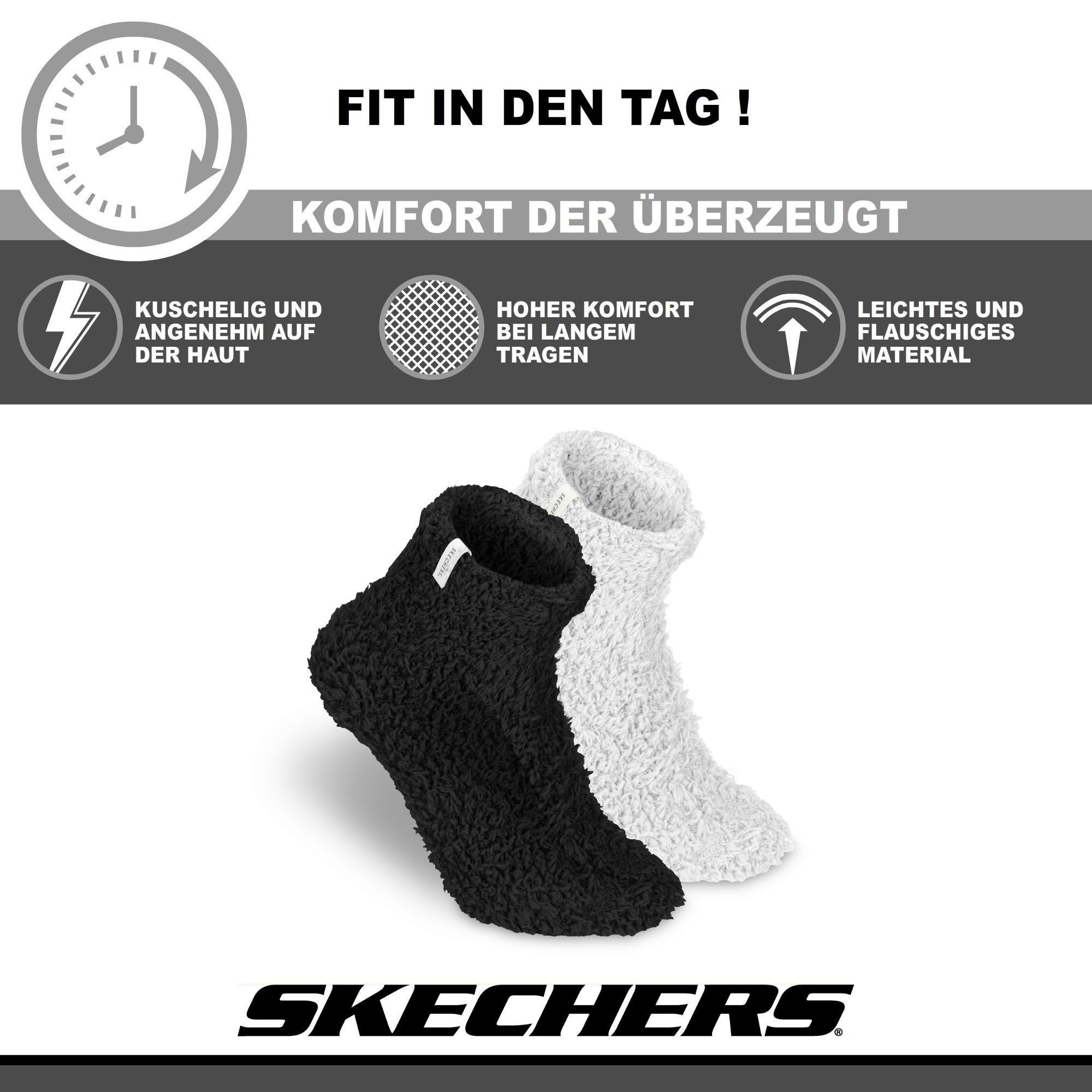 Skechers Socken Damen - Atmungsaktiv und komfortabel - Wärmespeichernd für kalte Tage (2er, 4er & 6er-Pack) Robustes Material und bequemer Tragekomfort - Fußgewölbe-Unterstützung