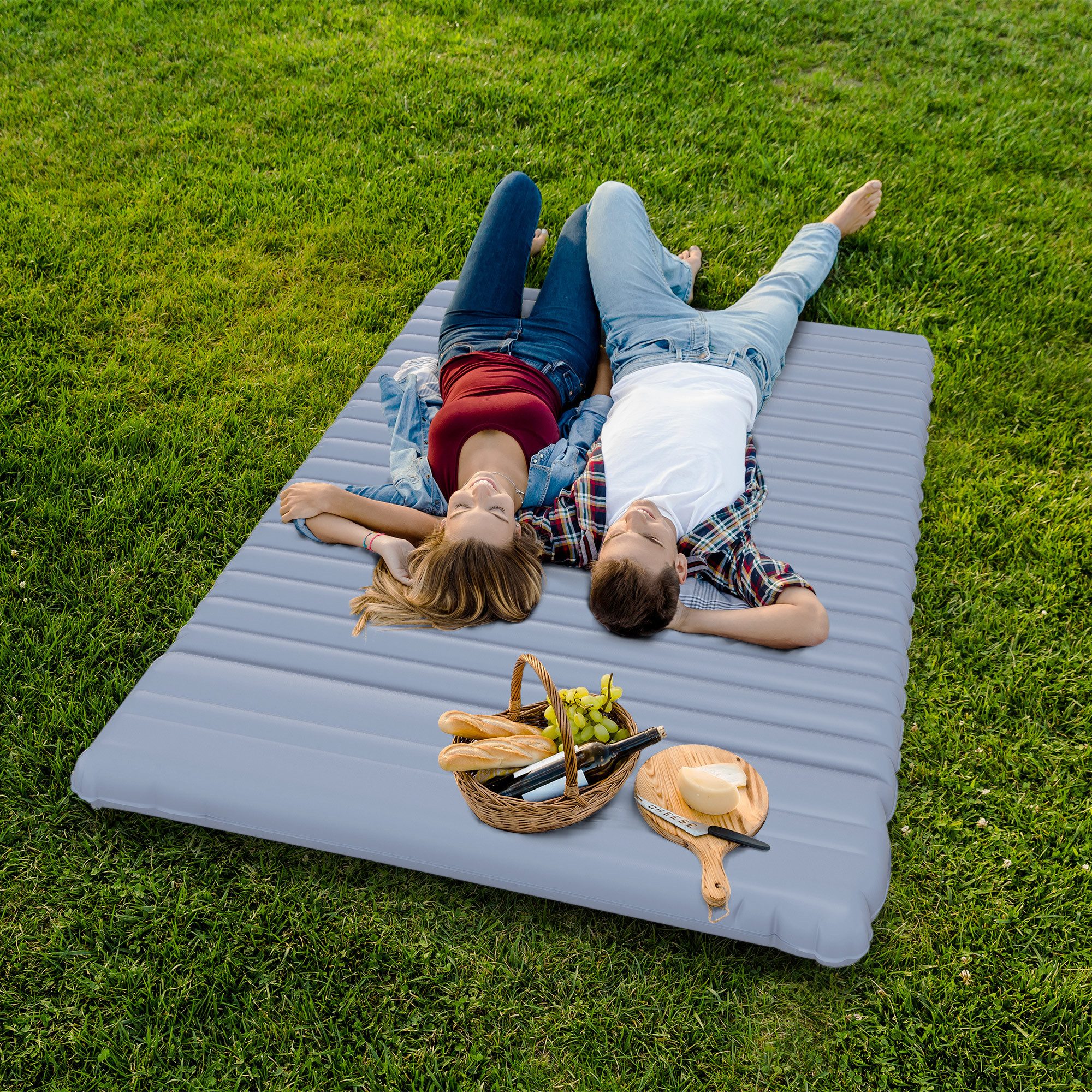 Outsunny Luftmatratze Camping Isomatte mit Fußpresse günstig online kaufen