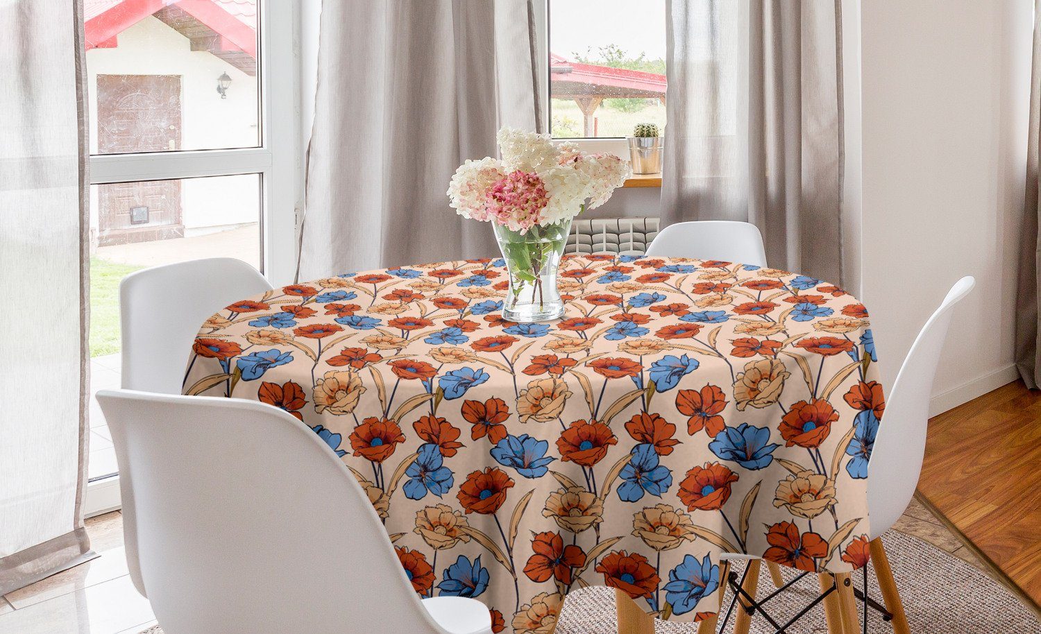 Abakuhaus Tischdecke Kreis Tischdecke Abdeckung für Esszimmer Küche Dekoration, Garten Abstrakt Farben Blooming