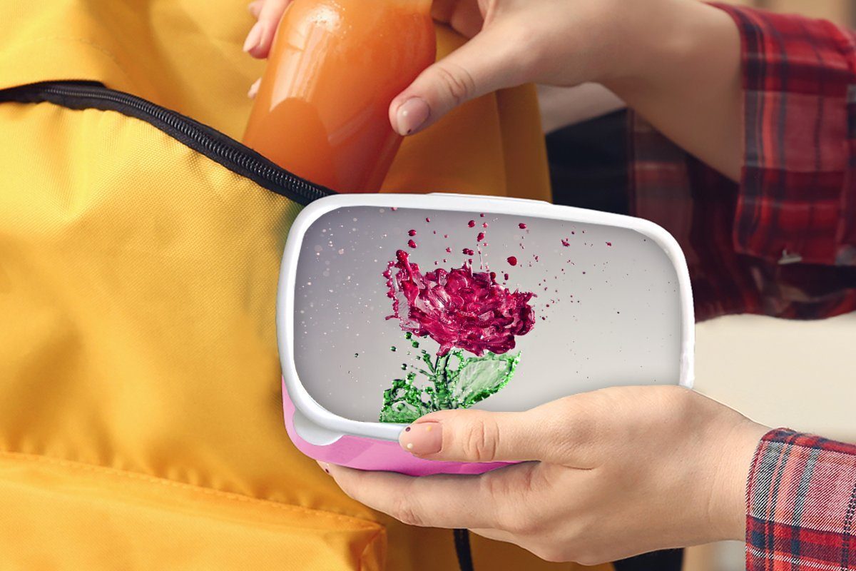 Rosen Wasser (2-tlg), Lunchbox - Mädchen, Brotbox Snackbox, Erwachsene, Kunststoff Kinder, Wirkung, - Kunststoff, Brotdose rosa für MuchoWow