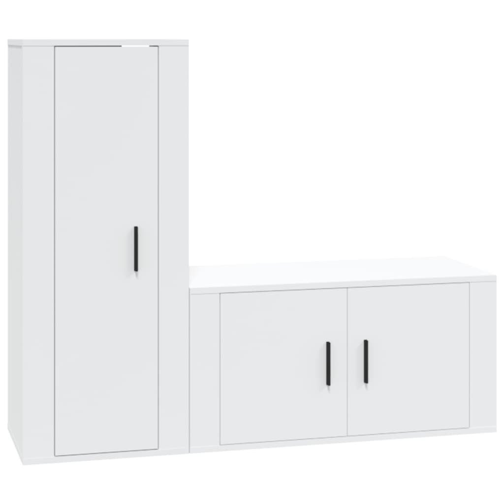 2-tlg. Weiß TV-Schrank vidaXL Holzwerkstoff TV-Schrank-Set (2-St)