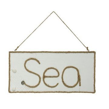 MARELIDA Dekoobjekt Wandschild SEA Schriftzug aus Juteseil Seilhalterung Maritim Wanddeko (1 St)