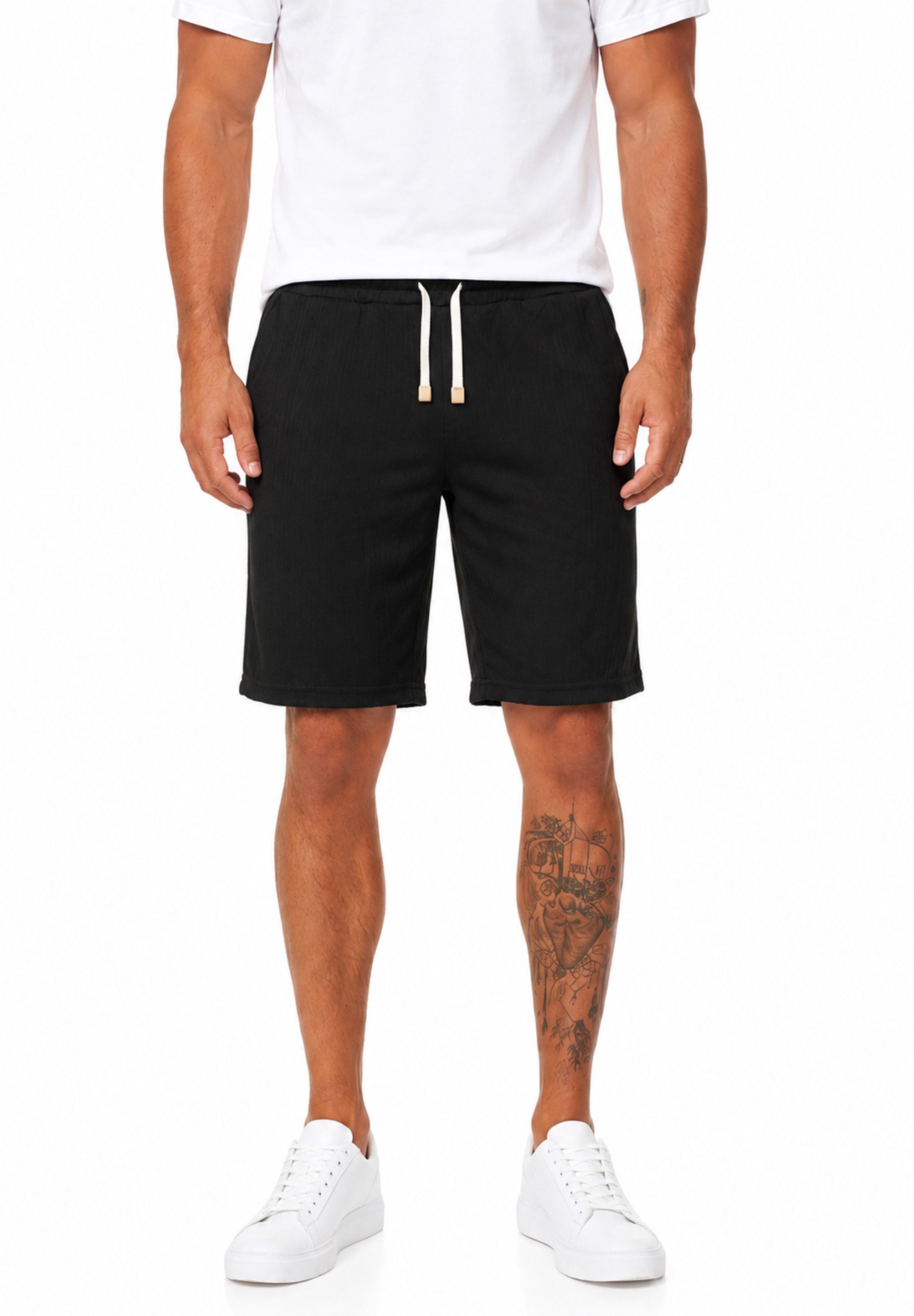 Style-Division Shorts als Sweatshorts Kurze Hose mit Rippstruktur & Gummibund Sommershorts im Regular-Fit - Bermuda Shorts für Herren – Bild 2 von 5