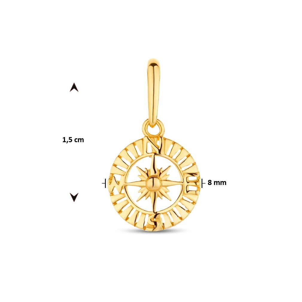 NICEANDnoble Kettenanhänger 585er Gelbgold Kettenanhänger Kompass 14 Karat, 585er Goldschmuck