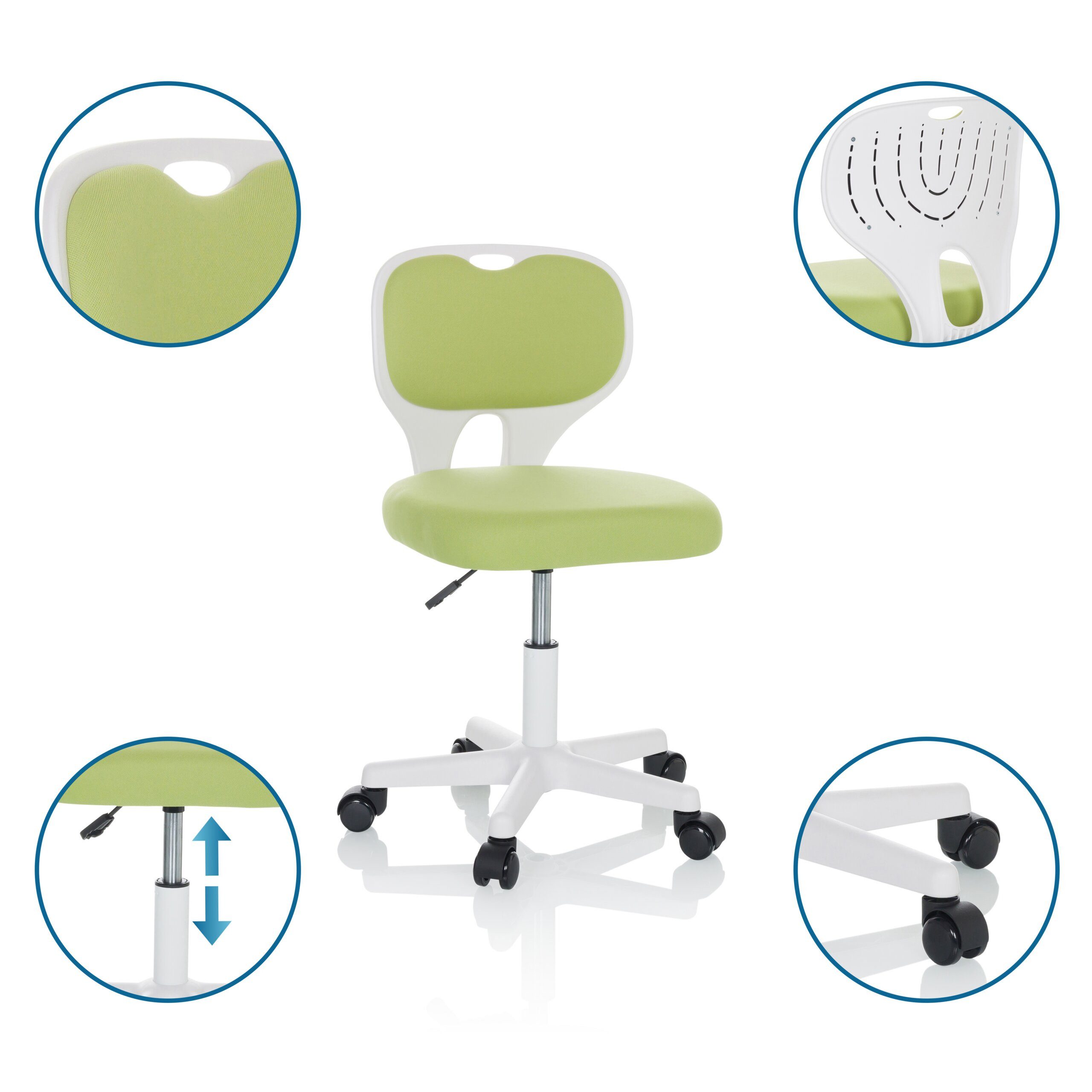 hjh OFFICE Drehstuhl Kinderdrehstuhl Kiddy Top W Stoff ohne Armlehnen (1 St), Kinder Bürostuhl mitwachsend, ergonomisch