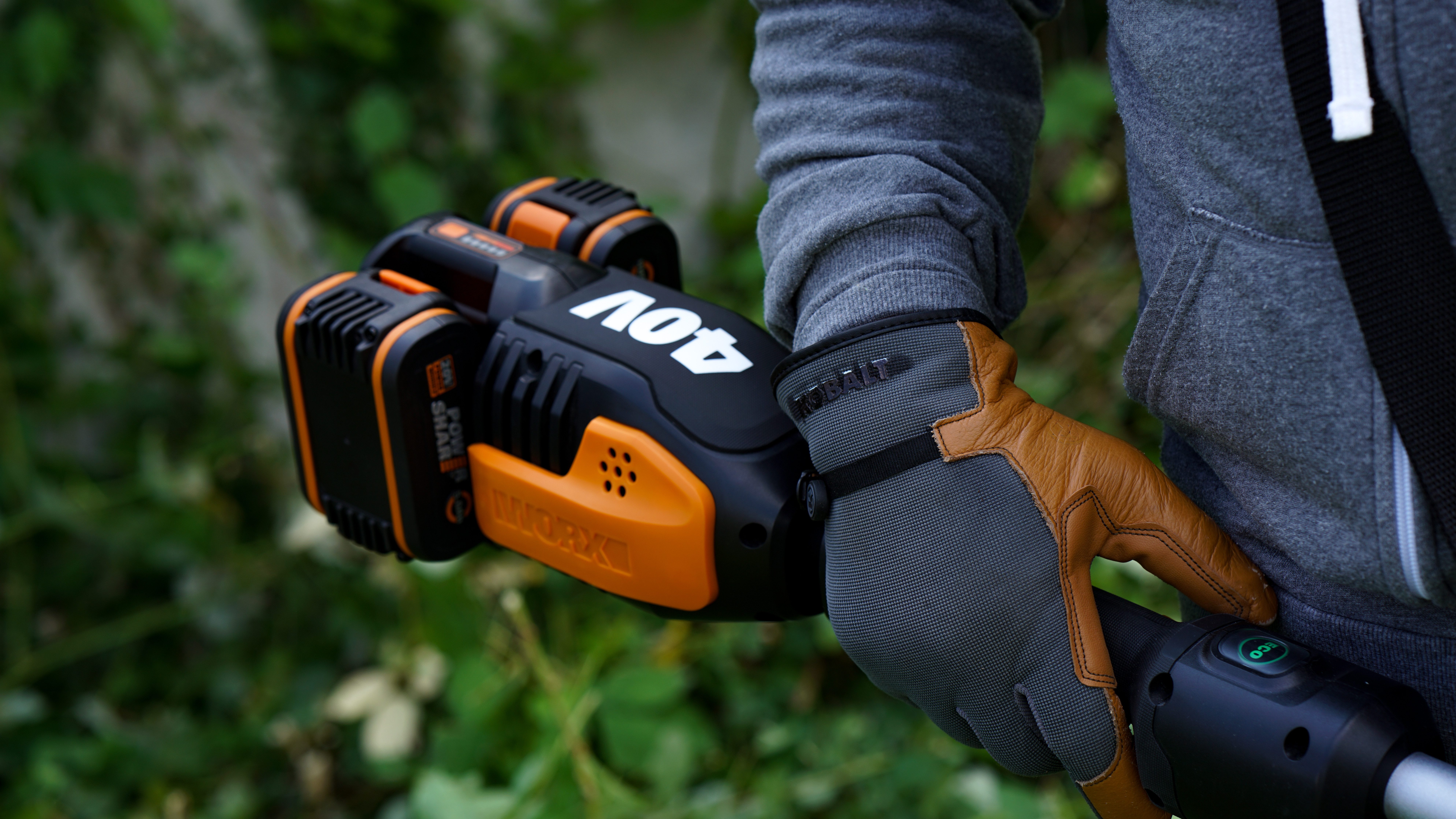 Worx Akku-Rasentrimmer Nitro WG186E.92, 38 cm Arbeitsbreite Faden, diverse Aufsätze, Doppelfaden, ohne Akku und Ladegerät
