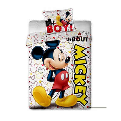 Bettwäsche Mickey Maus Oh! Boy Bettwäsche Set, Disney Mickey Mouse, Mikrofaser, Deckenbezug 135-140x200 cm Kissenbezug 63x63 cm