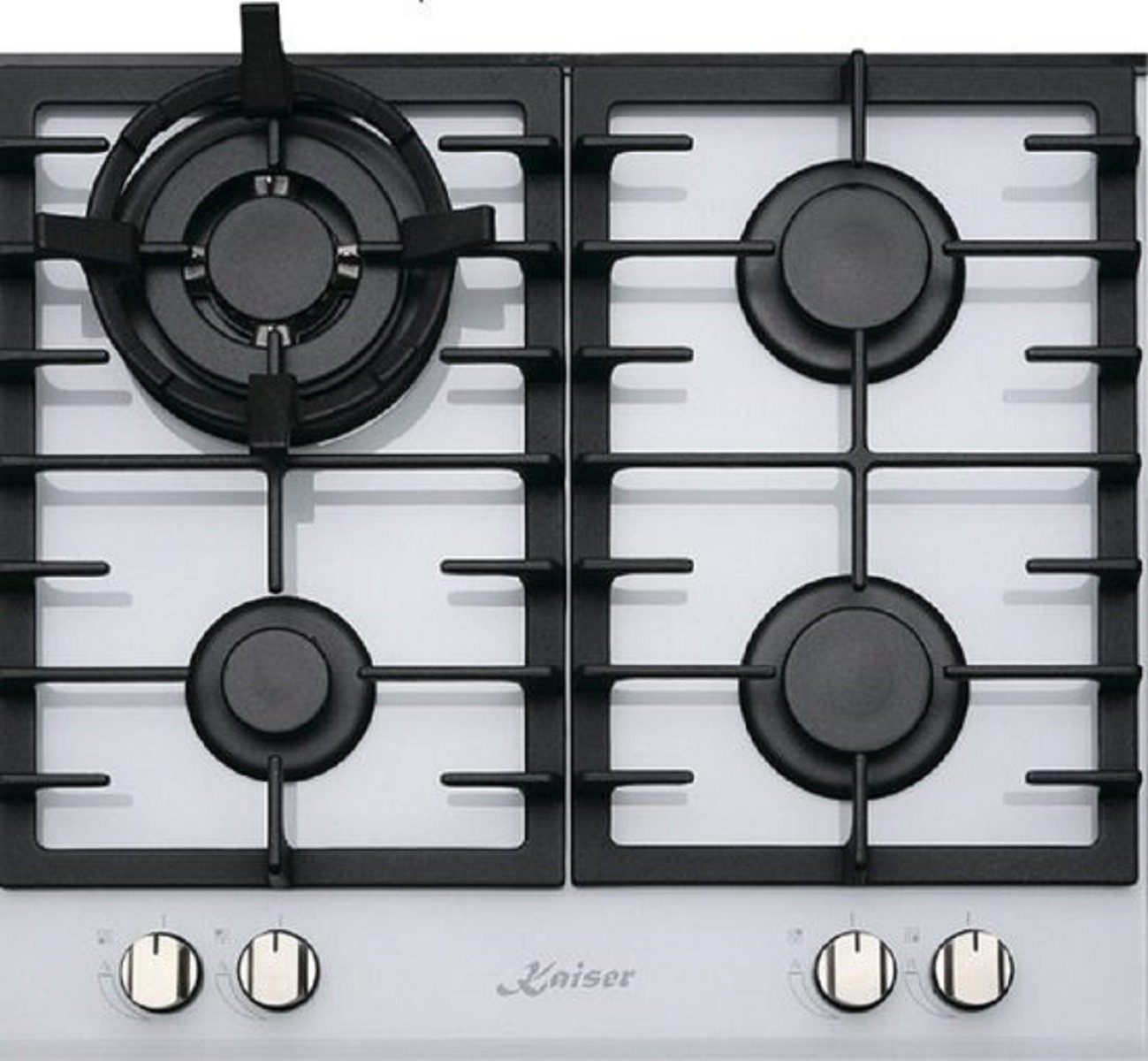 Kaiser Küchengeräte Backofen-Set EG 6374 W + KCG 6380 W......, mit 1-fach-Teleskopauszug, Einbau Gasbackofen 60cm in Weiß/Gas Backofen/Gas-Kochfeld 60 cm