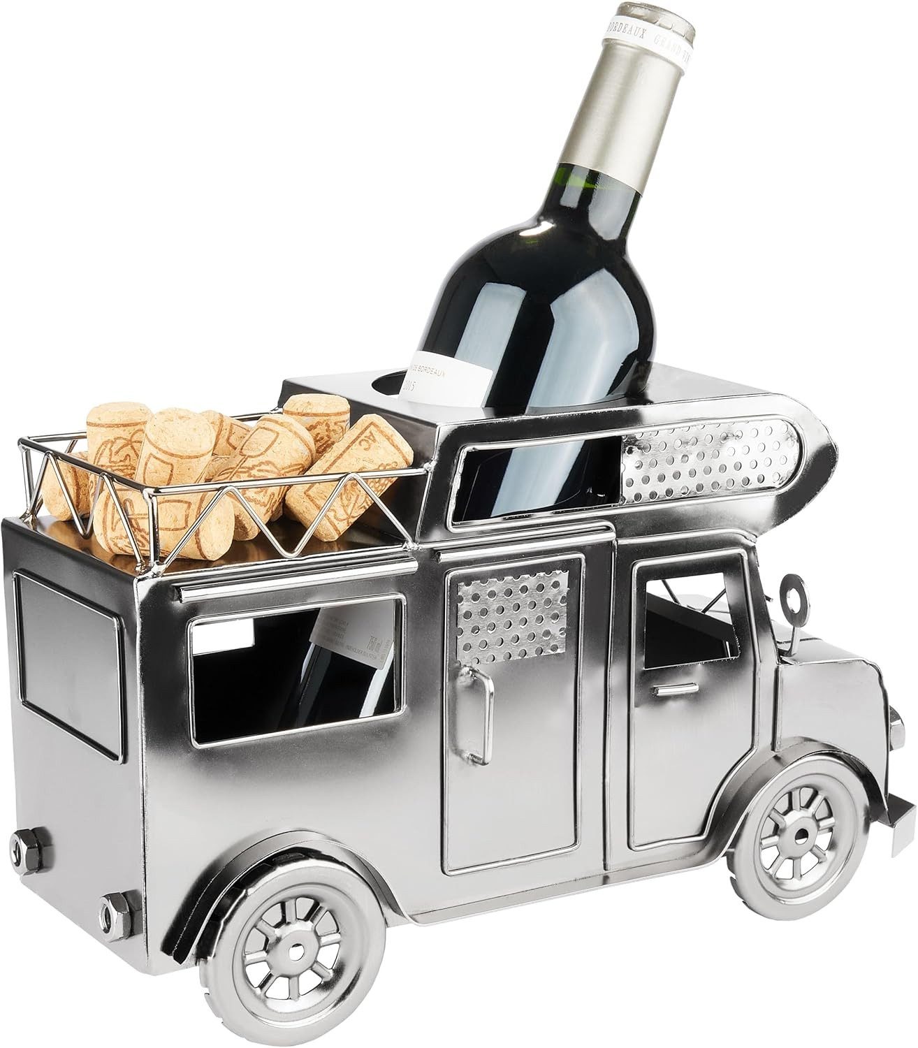 BRUBAKER Weinflaschenhalter Wohnmobil - Metall Flaschenhalter Camping - Wein Geschenk für Camper, (1-St., inklusive Grußkarte), Flaschenständer Dekoration