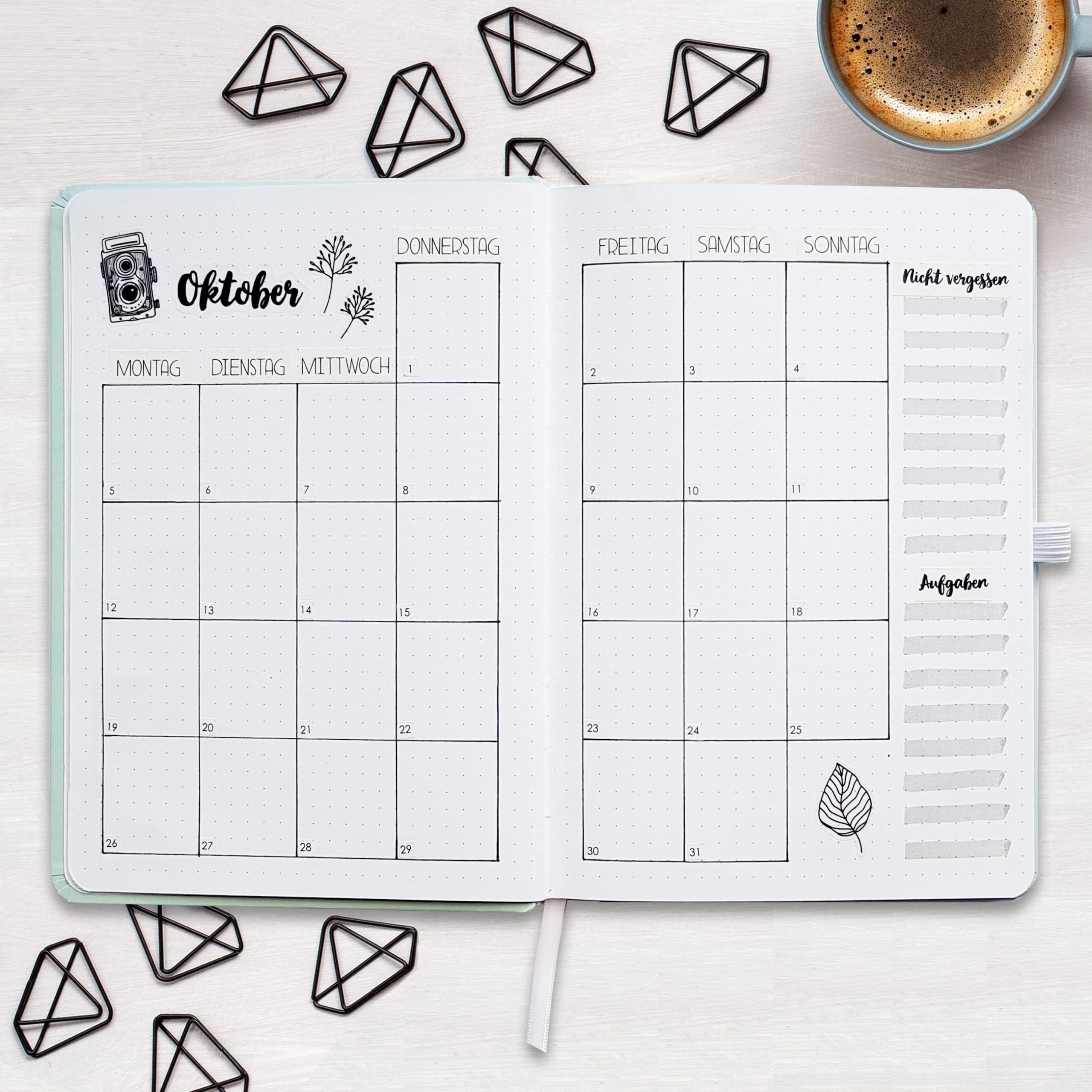 PAPIERDRACHEN Notizbuch 9 Washi Tapes für dein Bullet Journal