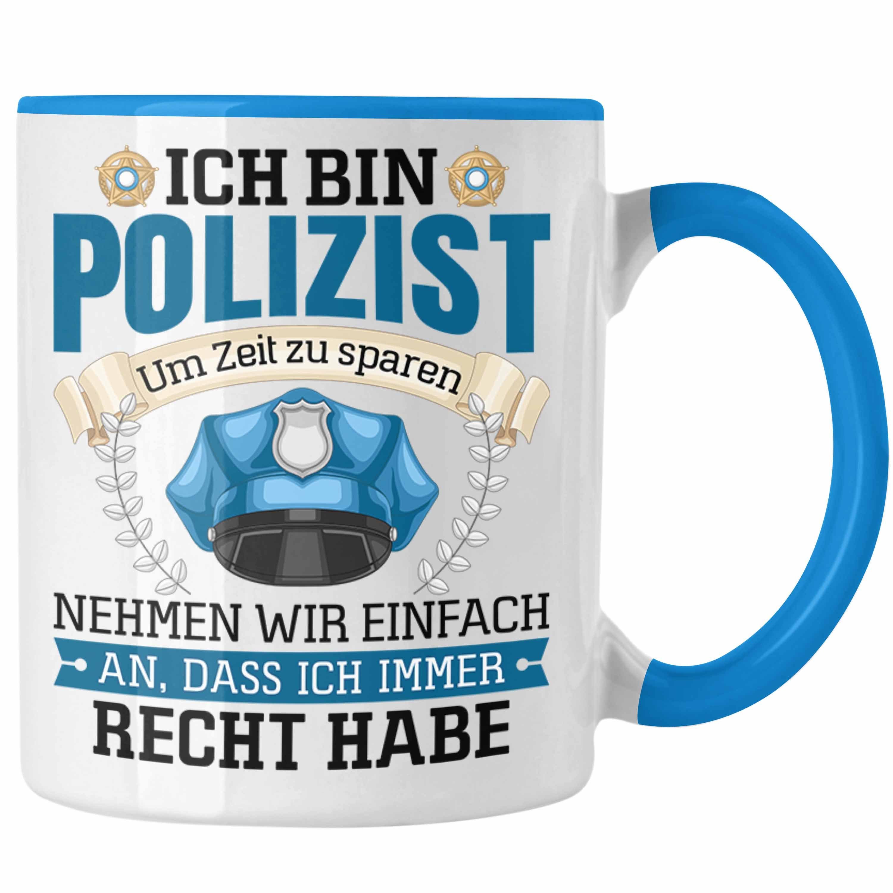 Trendation Blau Bester Lustiger Männer Polizei Tasse Geschenk Tasse Spruch Polizist