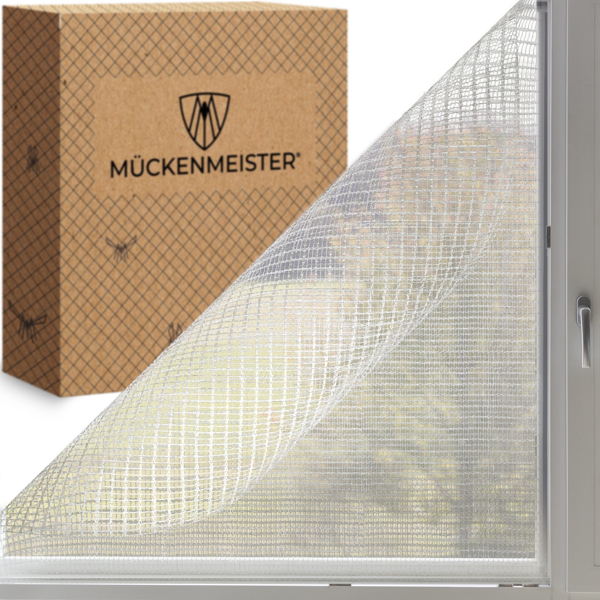 MÜCKENMEISTER Fliegengitter-Gewebe - Fliegengitter Fenster aus Polyester - zuschneidbar mit Klebestreifen, 130x150, schwarz oder weiß
