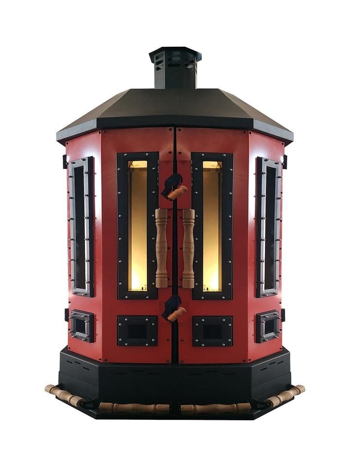 JVmoebel Outdoor-Küche Roter Gartenofen aus Edelstahl für Terrasse und Garten, Made in Europe