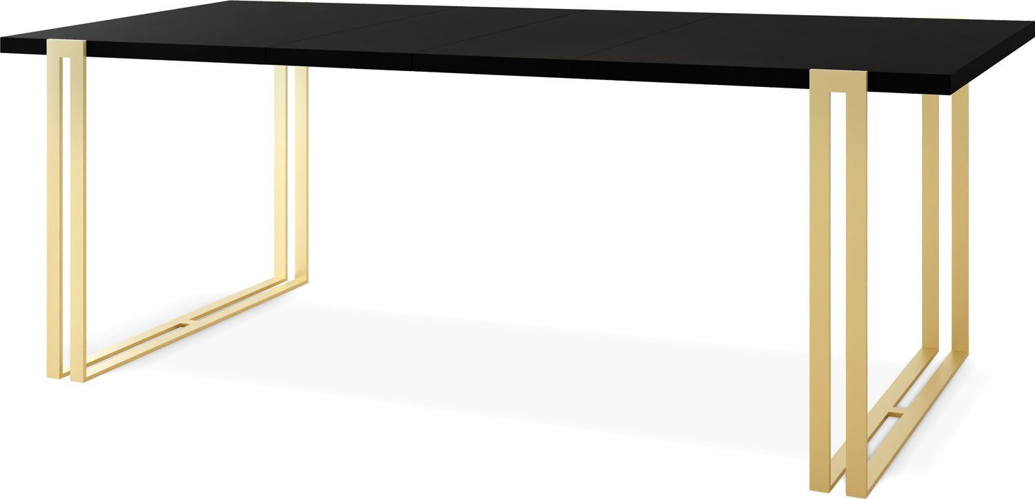 Ausziehbar mit Esstisch Loft-Stil im Tisch WFL Marco Metallbeinen Gold, Schwarz Glamour GROUP