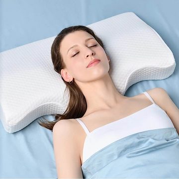 Nackenstützkissen Orthopädisches Nackenstützkissen aus Memory Foam, BlingBin, Füllung: Foam, Bezug: Space Memory Foam, Ohne Plattliegen für Seitenschläfer, Bauchschläfer & Rückenschläfer, für Unterstützung Kopfkissen gegen Nackenschmerzen Antischnarch