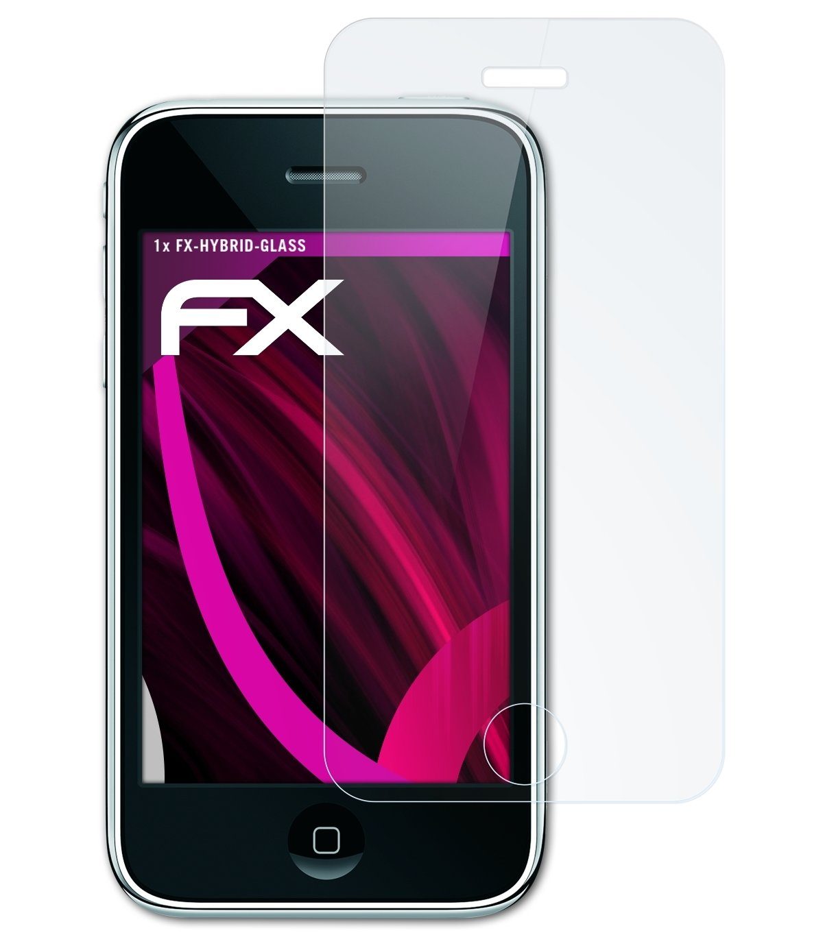 atFoliX Schutzfolie Panzerglasfolie für Apple iPhone 3G, Ultradünn und superhart