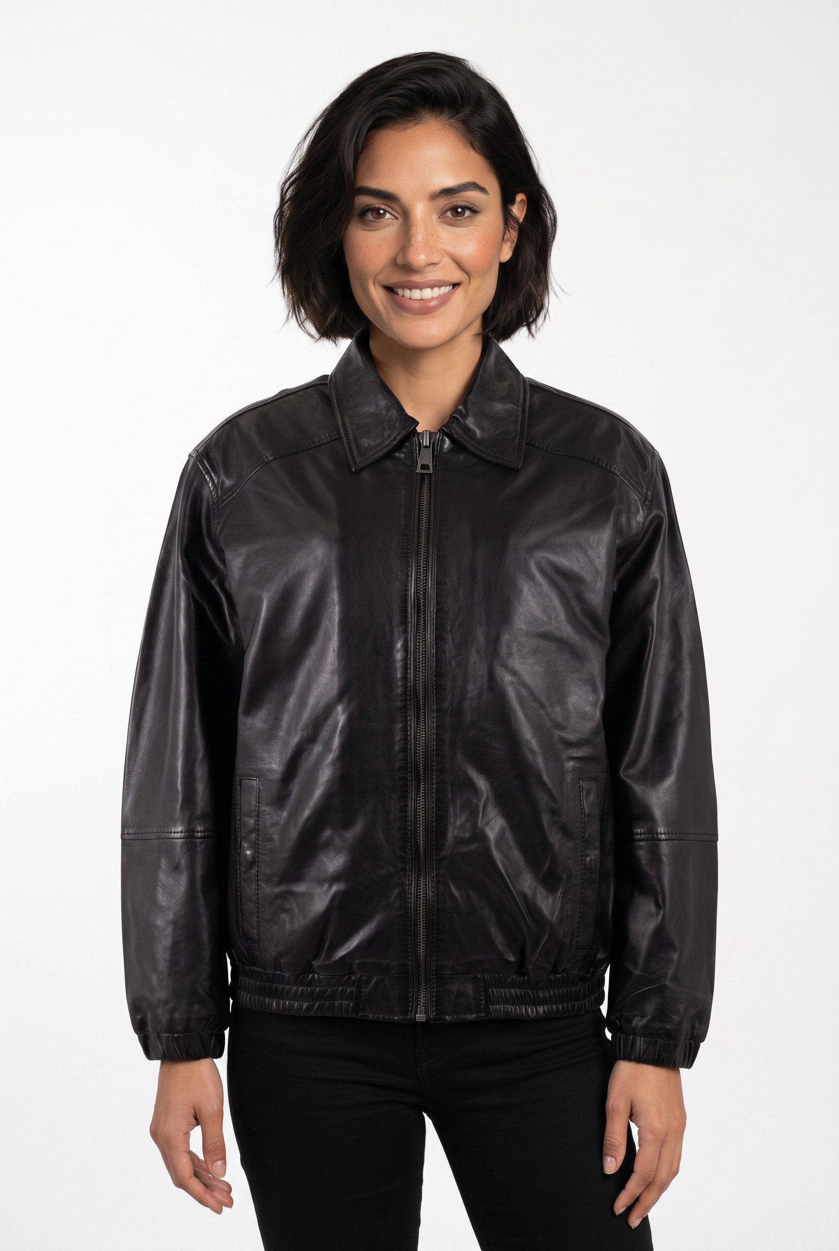 Mauritius Lederjacke MWAveline OS mit Umlegekragen, Oversize Fit
