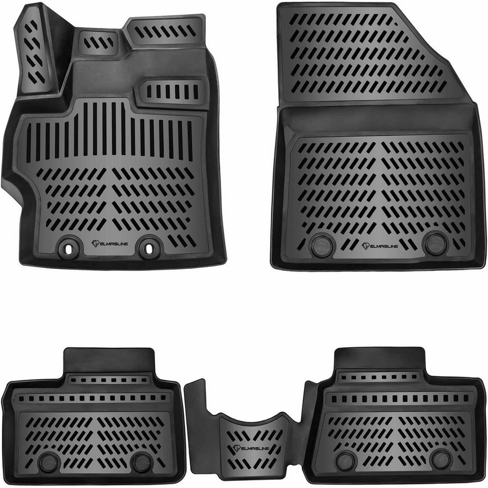 ELMASLINE Auto-Fußmatten Gummi (4 St), für TOYOTA AYGO X (2022-204) - 3D  Gummimatten - Zubehör - Hoher Rand, (2022, 2023, 2024)
