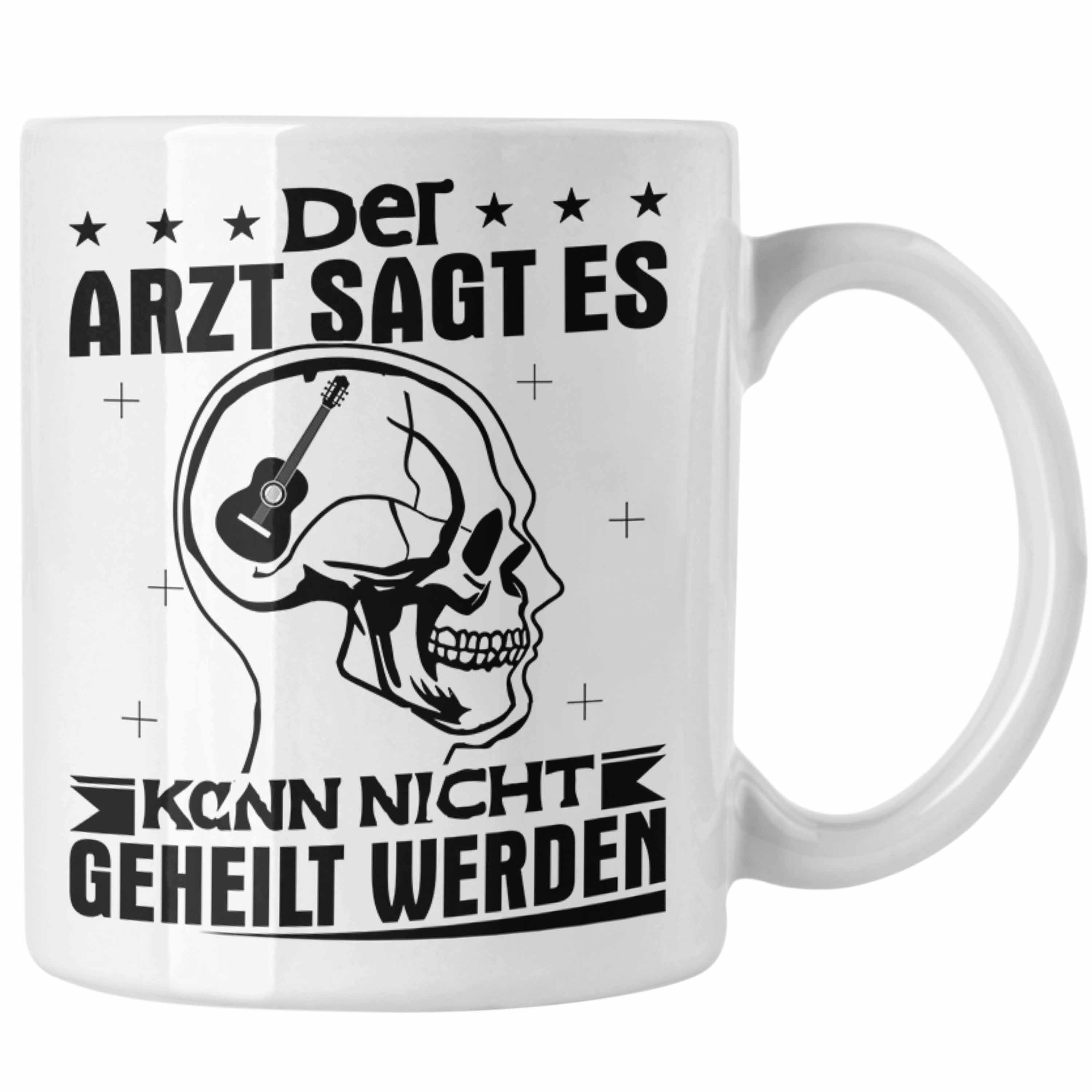 Trendation Tasse Gitarrenspieler Tasse Geschenk Gitarre Geschenkidee Spruch Kaffee-Bech Weiss