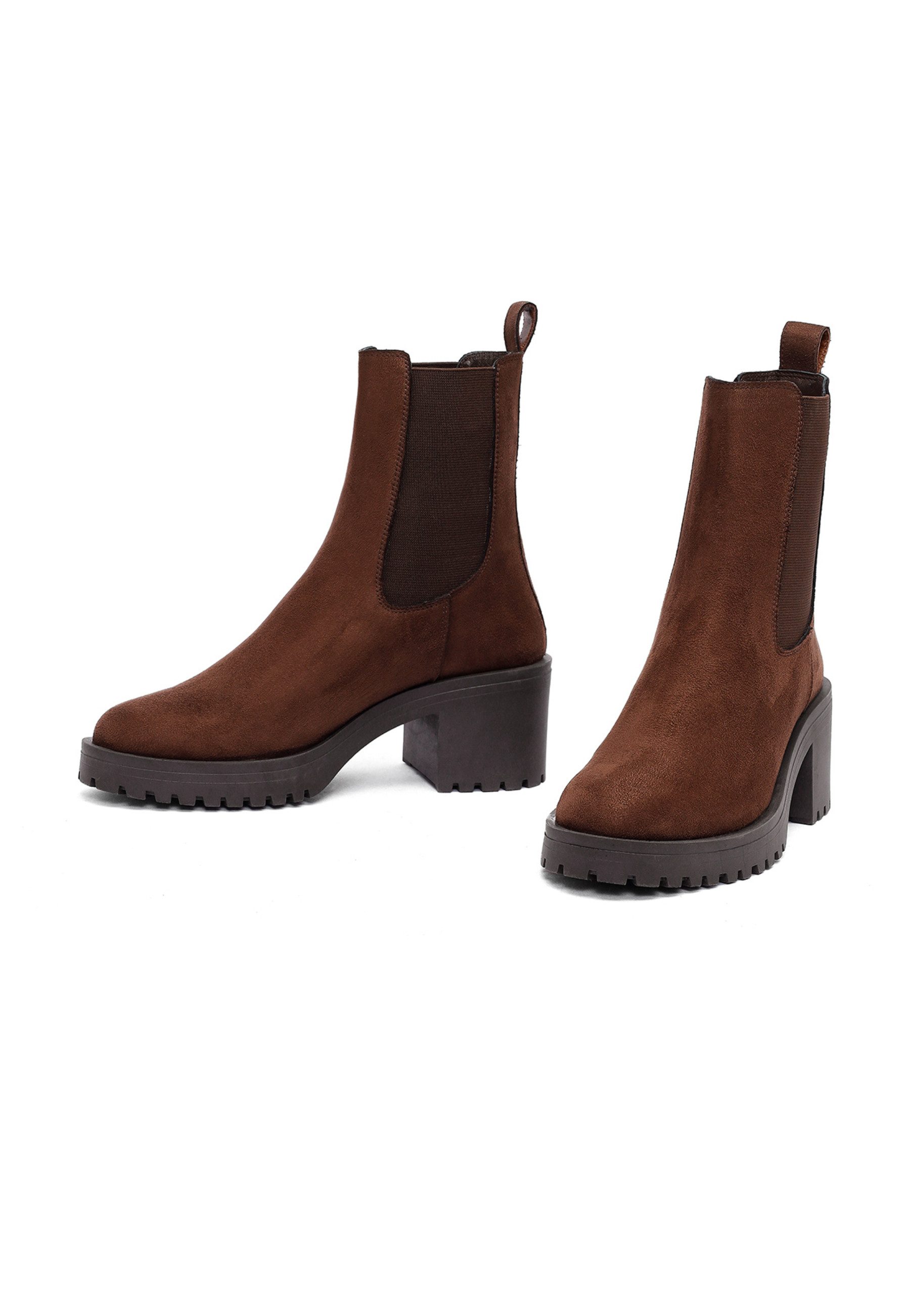 Derimod Chelsea-Absatzstiefel aus Kunstleder Chelseaboots Textilfutter, Thermosohle, Absatz 6,5 cm
