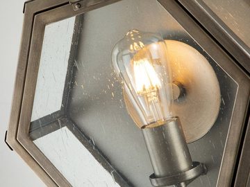 meineWunschleuchte LED Außen-Wandleuchte, LED wechselbar, warmweiß, Haus-wand Fassadenlampe ausgefallene Hexagon Lampen, Bronze Höhe 48cm