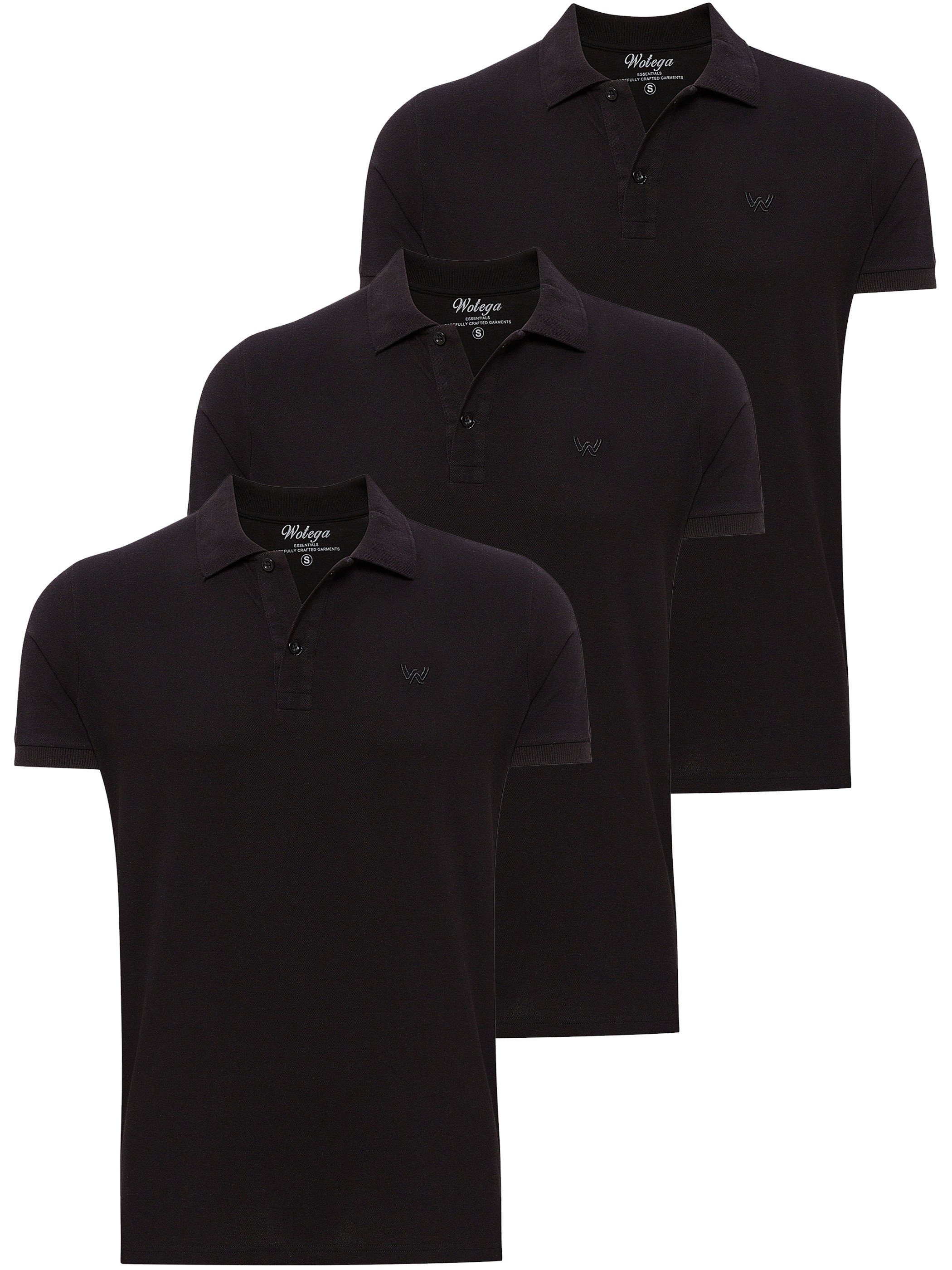 WOTEGA Poloshirt Nova Polo Shirt 3-Pack (Set, 3er-Pack) Schwarz (black 194008)