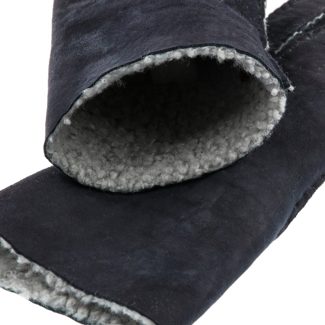 dunkelblau Futter, Caridei Made Italy Handschuhe in mit Lederhandschuhe