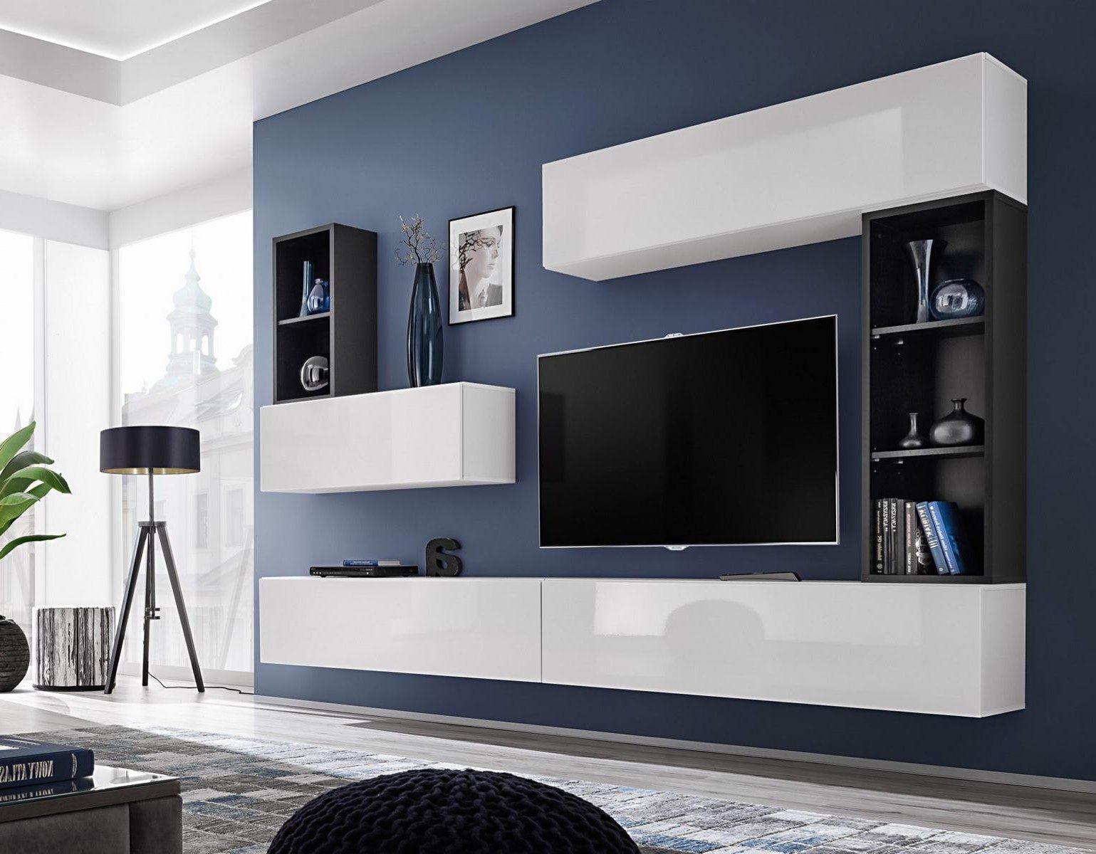 Xlmoebel Wohnwand Designer TV Möbel mit Wandregalen für modernes Wohnzimmer, Made in Europa