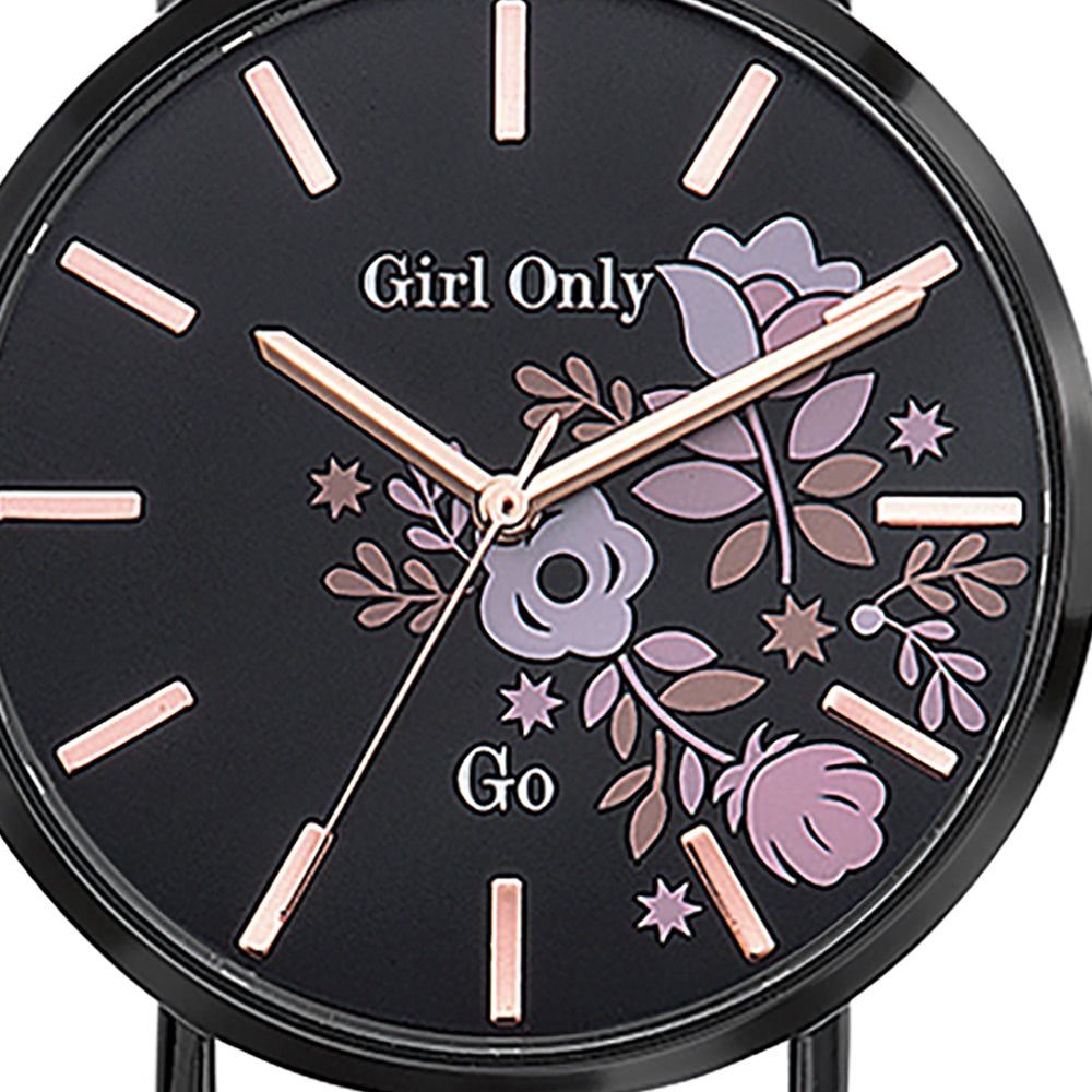 Only mittel Quarzuhr Girl Girl Damenuhr Only Analog, rund, (ca. Fashion-Style Armbanduhr Damen rosa 34mm), Lederarmband,