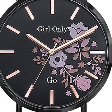 Girl Only Quarzuhr Girl Only Damen Armbanduhr rosa Analog, Damenuhr rund, mittel (ca. 34mm), Lederarmband, Fashion-Style