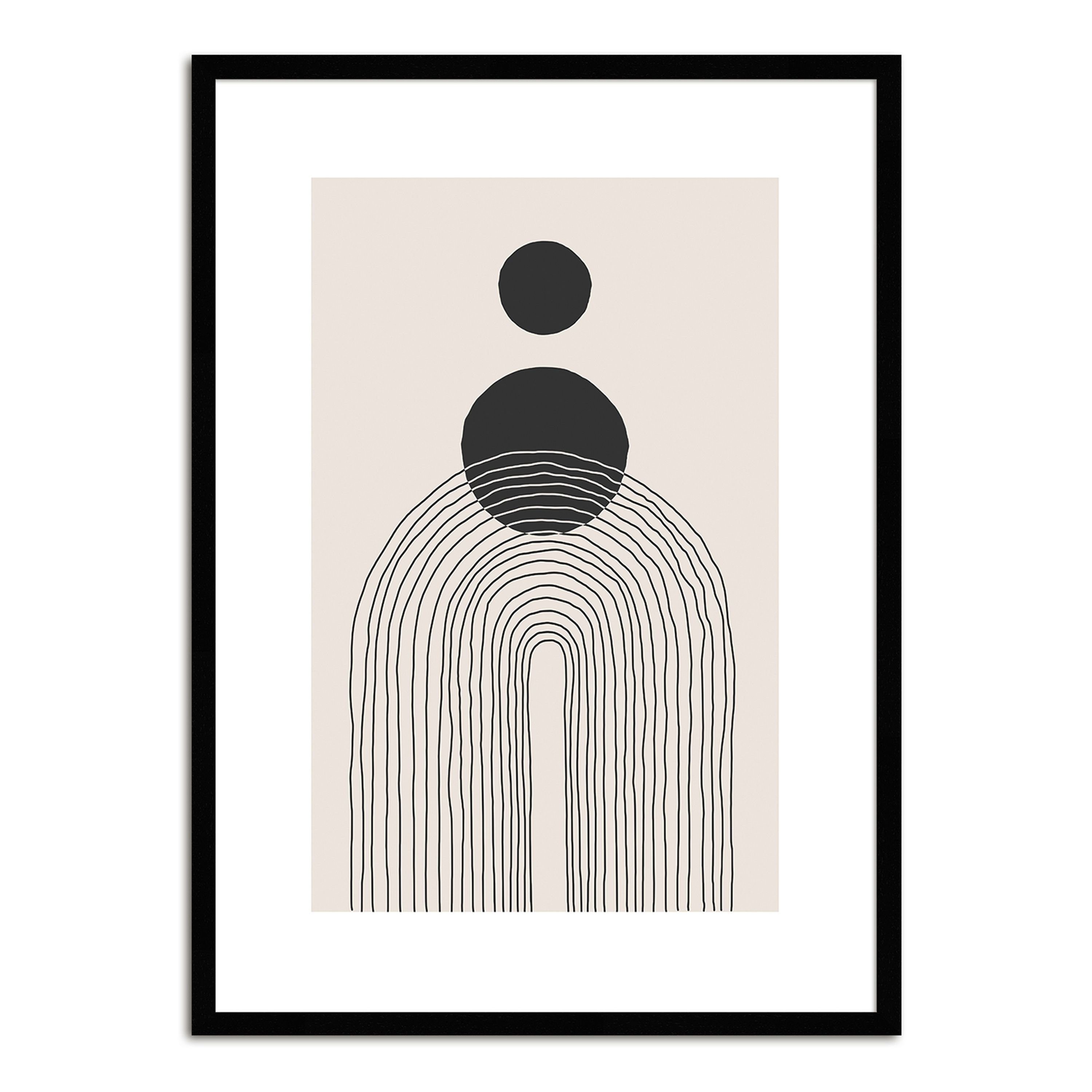 artissimo Bild mit Rahmen schwarz-weiß, Design-Poster / Bild schwarz-weiß mit Muster 51x71cm gerahmt / skandinavische Holz-Rahmen