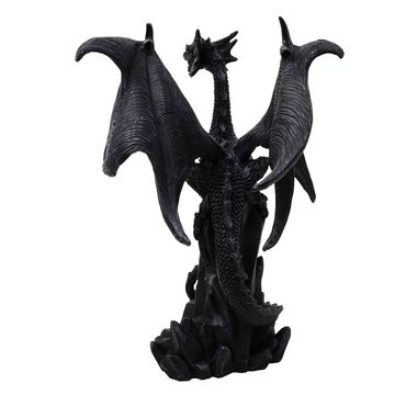 MystiCalls Fantasy-Figur Schwarzer Drache auf Felsen Drachenfigur Fantasy Fantasyfigur (1 St), Perfekt zu jedem Anlass - Geburtstag, Weihnachten