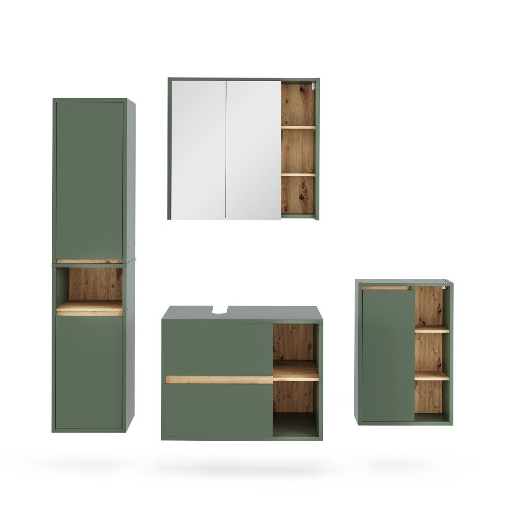 Vicco Badmöbel-Set Viola, Grün/Artisan, 4 Teile, günstig online kaufen