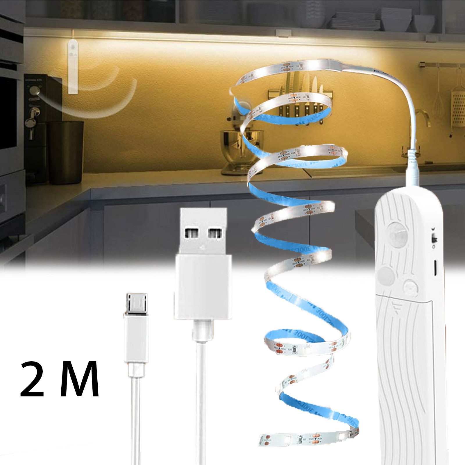 MUPOO LED Stripe Lichtstreifen Bewegungsmelder, USB-/Batteriebetrieben günstig online kaufen