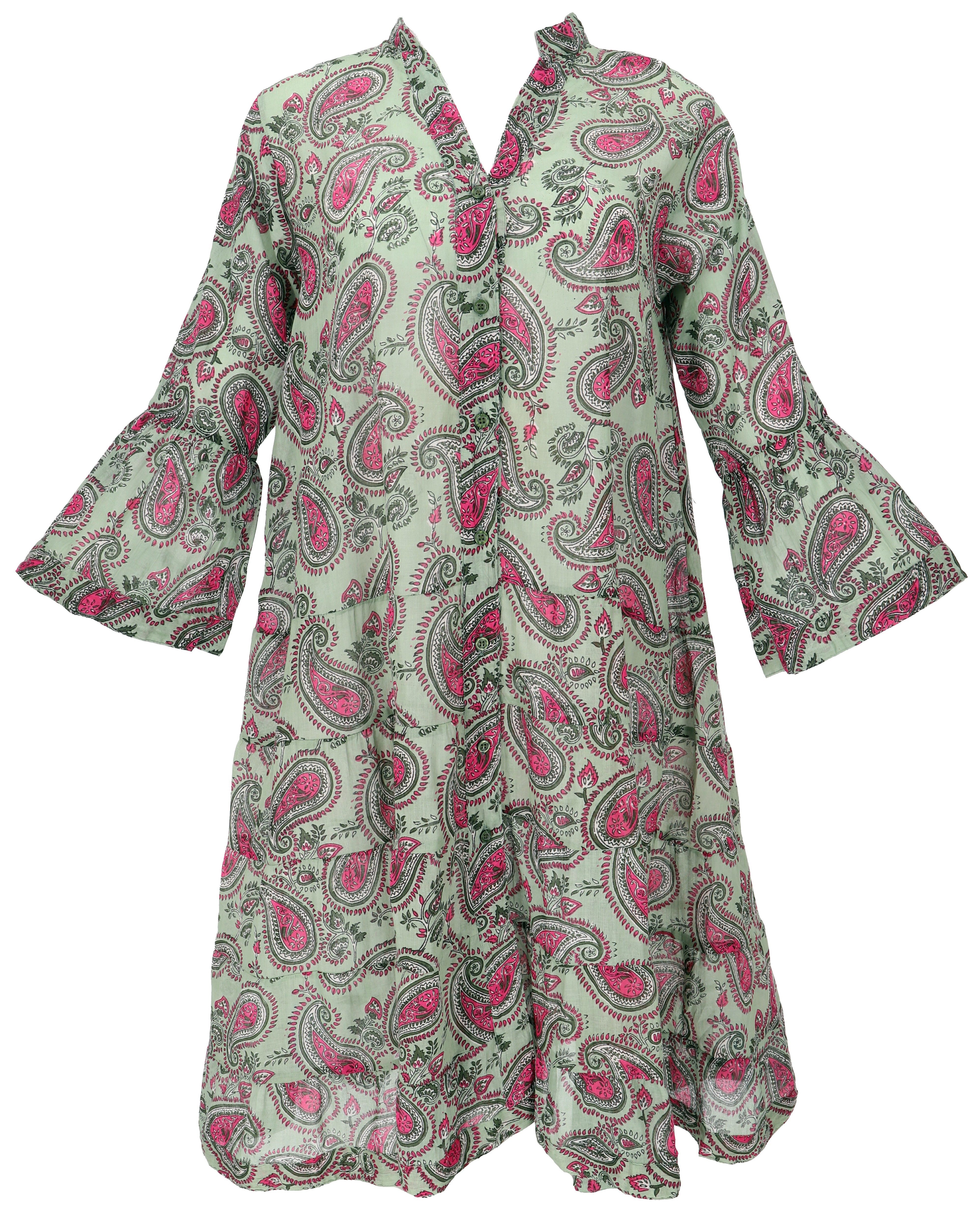 Guru-Shop Midikleid Boho Baumwoll Maxikleid, oversize Sommerkleid -.. alternative Bekleidung