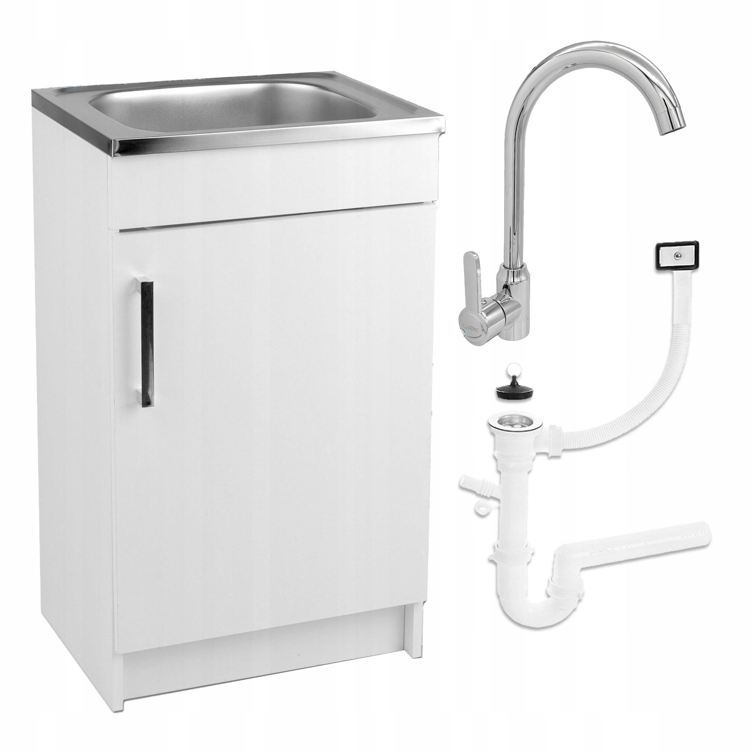 STAMAR Spülenschrank Küchenschrank 50cm Weiß Spüle 50x40 Armatur Chrom Hoch günstig online kaufen