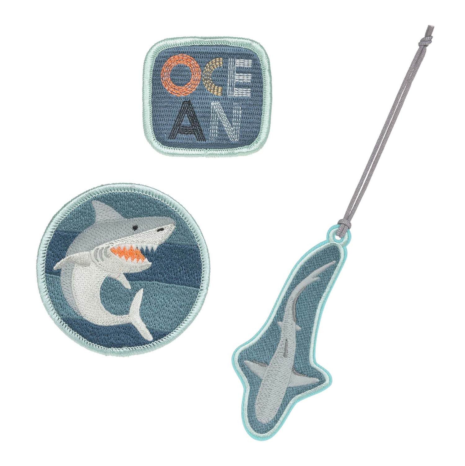 LÄSSIG Schulranzen Lässig Anhänger & Patches - Schul Set Unique, Shark (Ocean Edition)