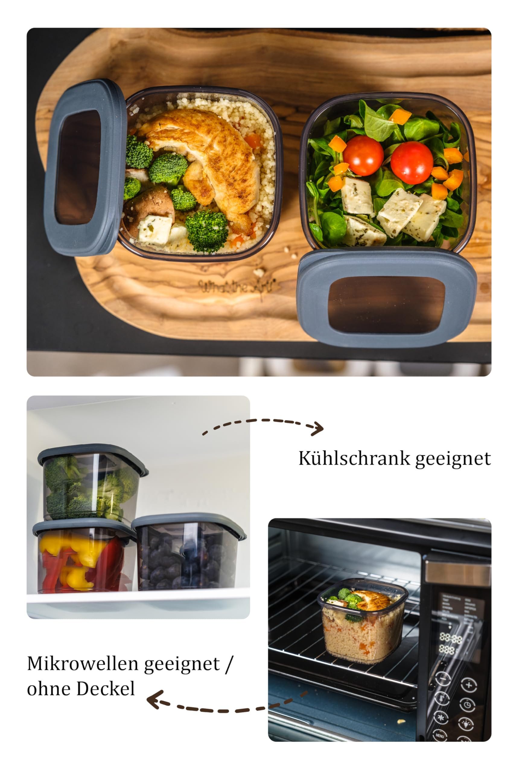 Viwares Vorratsdose Viwares Vorratsdosen-Set 12er Anthrazit SERIE FOLY1.2L, Plastik – Bild 3 von 5