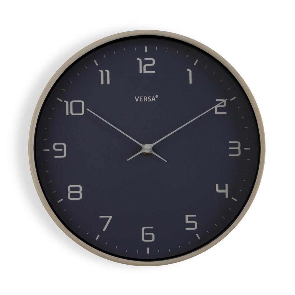 Bigbuy Uhr Wanduhr Blau Holz PU 30,5 x 4,3 x 30,5 cm