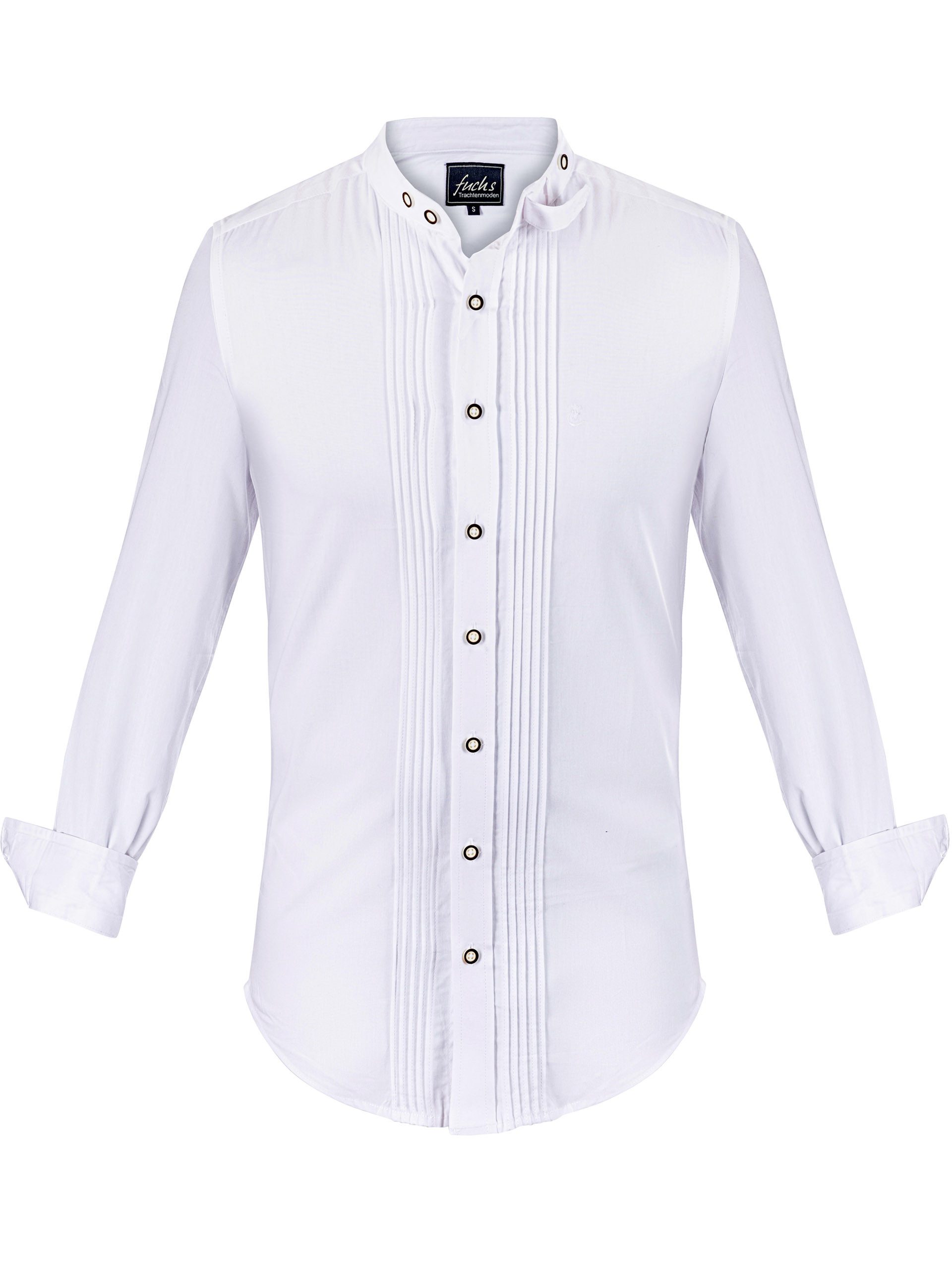 FUCHS Trachtenhemd Trachtenhemd Herren Weiß Slim Fit Oktoberfest Stehkragen bayrisch (1-tlg)