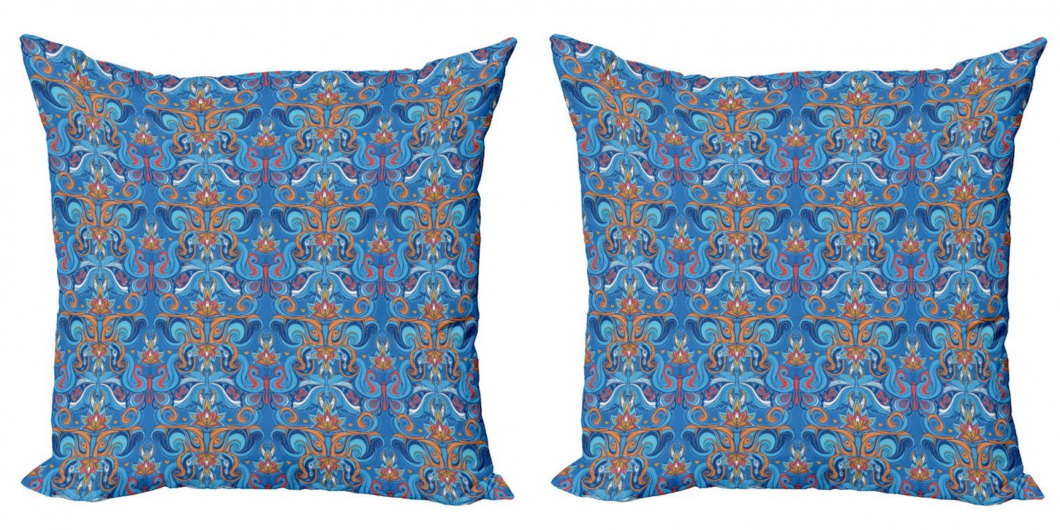 Kissenbezüge Modern Accent Doppelseitiger Digitaldruck, Abakuhaus (2 Stück), Blau Abstrakte Blumenverzierungen