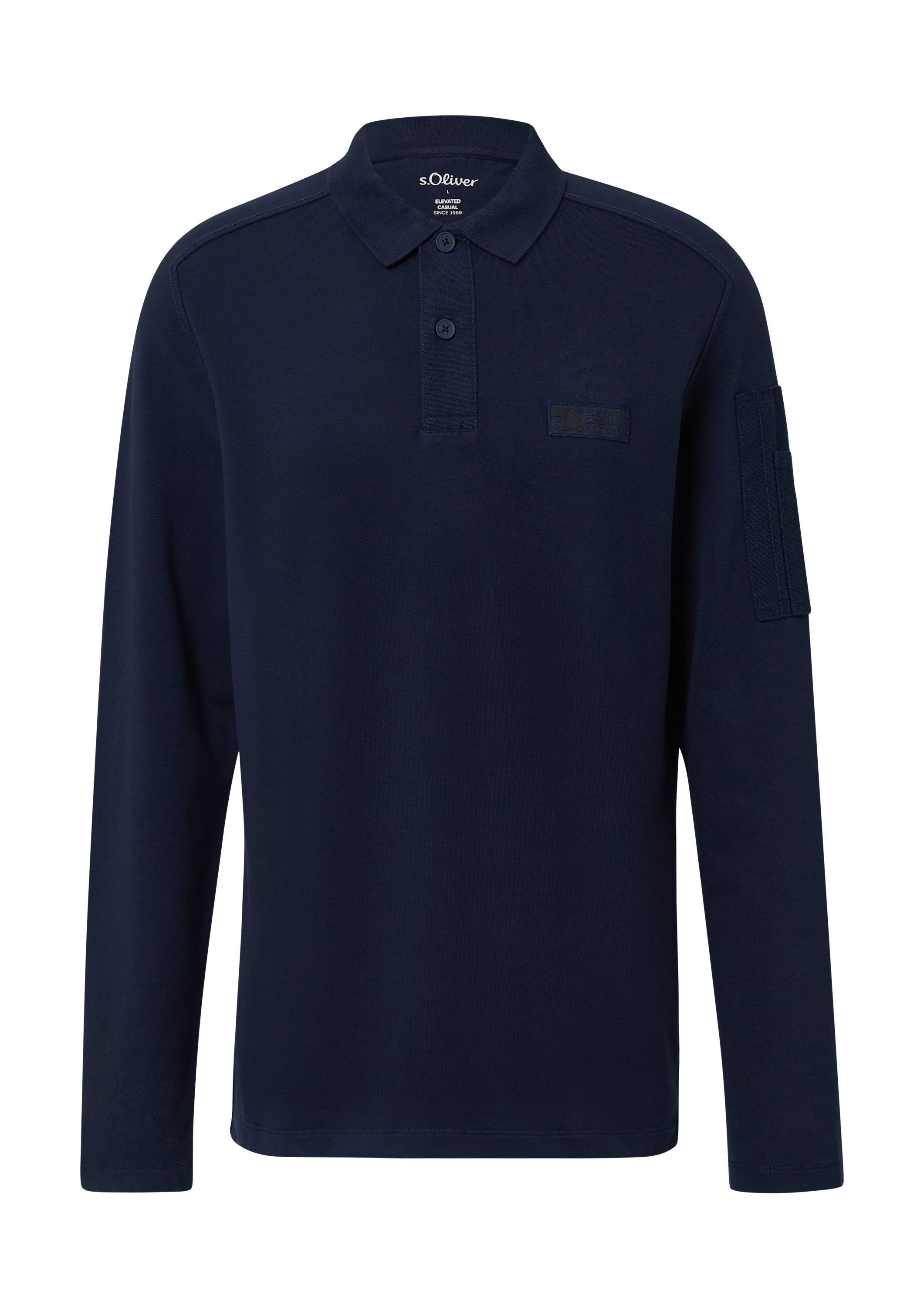 s.Oliver Langarmshirt Polo-Shirt Poloshirt im Fabricmix aus leichter Sweatware
