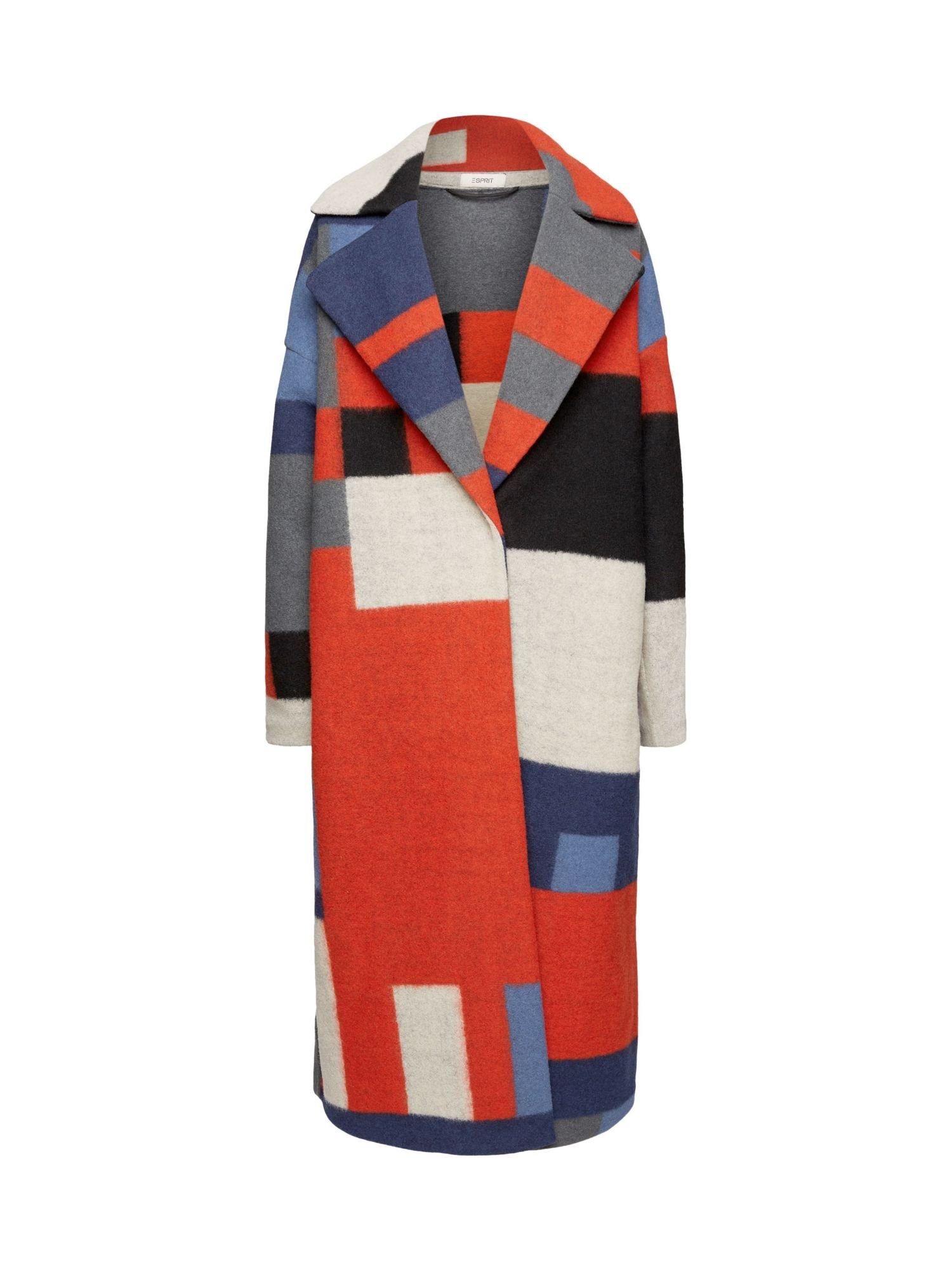 Esprit Strickjacke »Mantel aus Wollmix mit Color Block-Muster« (1-tlg)